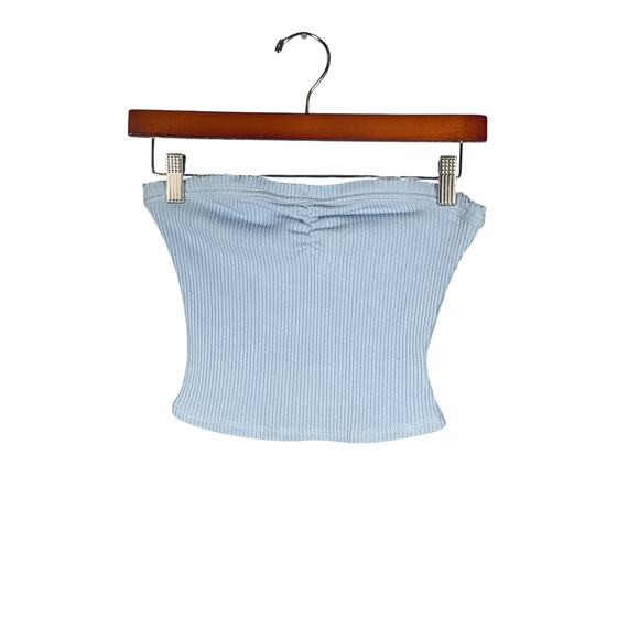 Urban Outfitters Tops - Urban Outfitters Tube Top Women’s Small Blue Ribbed Ruched Stretch Summer Casual